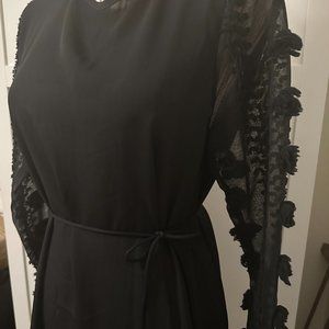 Black Long Sleeve Midi Dress